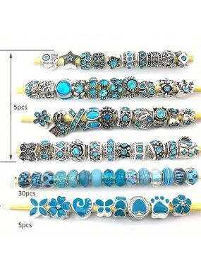 Random Mix of Silver and Blue Charms